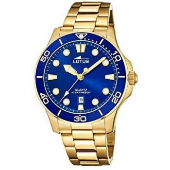 LOTUS Reloj Modelo 18761/1 de la colección Excellent, Caja de 44,5 mm Azul con Correa de Acero Chapado para Caballero
