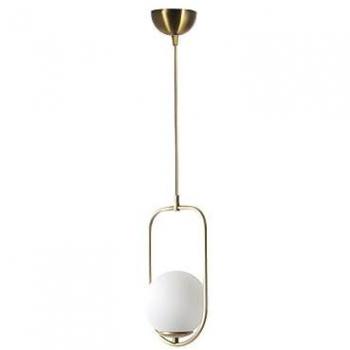 Lámpara de techo de metal con globo KOHANN - D. 18 x Alt. 80 cm - Blanco y cobre