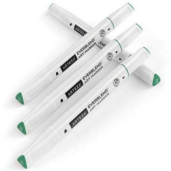 Arteza EverBlend rotuladores mezcladores color Verde Bosque A555 | Juego de 4 | Rotuladores de alcohol con doble punta