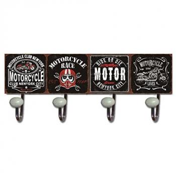Perchero Decorativo de Pared Motorcycle Negro de Metal 18x7x40 cm