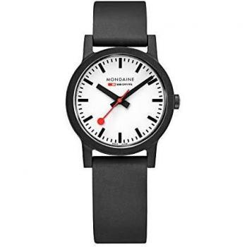 Mondaine Essence MS1.32110.RB Mens and Womens Watch 32mm - Official Swiss Railways Wrist Watch Black Renewable Material Strap 30m Waterproof Sustainable