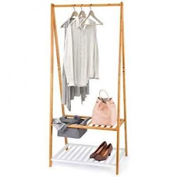 Domo Pack Living 83519 Colgador Bambu con Repisa para Zapatos y Bandeja, Multicolor, 70x45x160 cm