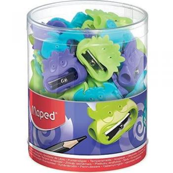 SACAPUNTAS VIVO FANCY, Colores variados, 1 Orificio EXPOSITOR/DISPLAY. 65 uds de sacapuntas MAPED 63511.