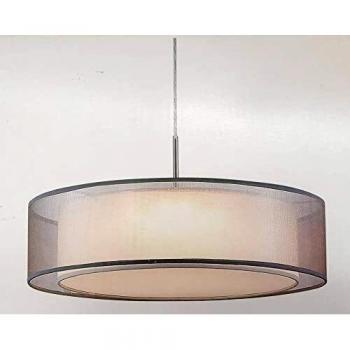 Lámpara Colgante LED Chloe con Doble Pantalla, 2800 lm, Metal y Textil, Dimensiones: 150x50 cm
