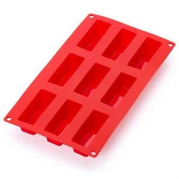 Lékué Molde para 9 Mini Cakes de Silicona, Cavidades Antiadherentes, Color Rojo