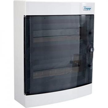 Kopp 350912048 - Cuadro de distribución de Superficie, con Puerta, 2 Filas, para 24 módulos, 1 Unidad, Color Gris/Negro