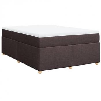 Cama box spring con colchón tela marrón oscuro 160x200 cm