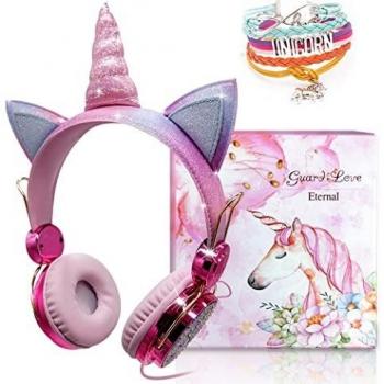 Auriculares Unicornio para Niños, Auriculares con Oreja para Niñas Auriculares Lindos con Cable 85dB Volumen Limitado, Navidad/Regalo de Cumpleaños para Niñas, Auriculares para Kindle/iPad