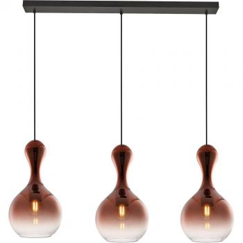 Lámpara colgante moderna 'Lyrisa' de 3 luces en cobre y vidrio, 22cm para salón y comedor