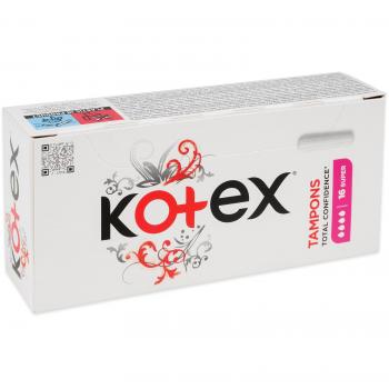 Tampones higiénicos KOTEX super sin aplicador, tacto super suave – 16 uds