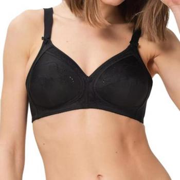 Triumph Doreen Non-Wired Cotton Bra - Women's Full Cup Black 46D