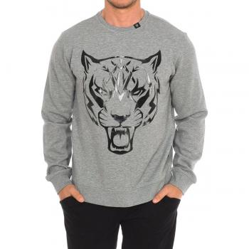 Plein Sport Men's Long-Sleeved Crew Neck Sweatshirt - Grey Cotton - Size Small