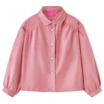Blusa Infantil con Mangas de Farol Cuello de Camisa Rosa Palo 104