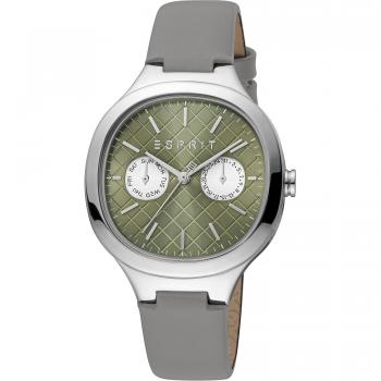 Esprit Momo Women's Analog Leather Strap Watch - Stone Grey Dial with Date