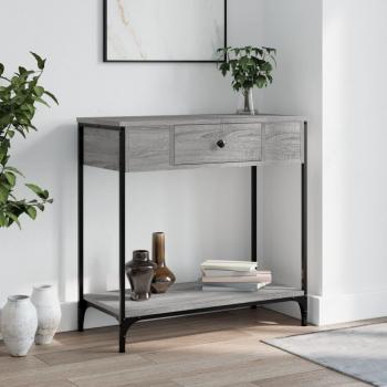 Mesa consola de madera de ingeniería 75x34,5x75 cm en color Roble ahumado, Gris sonoma y Marrón roble - Mesa de sofá, Mesa de Entrada para Salón, Consola de Entrada, Mueble