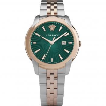 Versace Urban Stainless Steel Watch Green Dial Gray Male Size: ONE SIZE