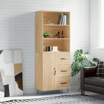 Aparador alto de madera contrachapada color roble Sonoma 69,5x34x180 cm