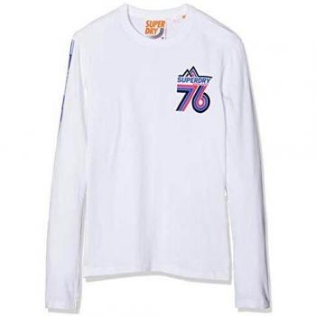 Superdry Downhill Racer LS tee Camisa Manga Larga, Blanco