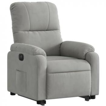 Sillón eléctrico reclinable elevable de tela microfibra gris claro