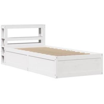 Estructura de cama con cabecero Blanco 100x200 cm Madera maciza de pino