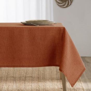 Mantel Antimanchas Resinado Liso Algodón Combinado Elba Naranja 140x300 cm