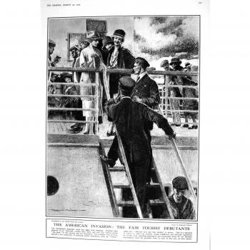 Impresión Transatlántica De La Antigüedad De América De 1922 Turistas Del Buque De Pasajeros