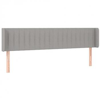 Cabecero de tela gris claro con orejas 183x16x78/88 cm