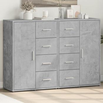 Armario 2 piezas de hormigón gris con dimensiones 60x31x84 cm, fabricado en madera multicapa