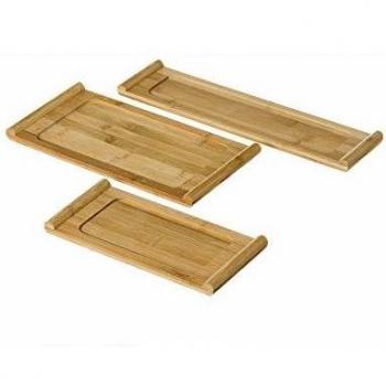 Set de 3 bandejas rectangulares de bambú marrón nórdicas - LOLAhome