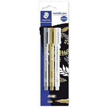 STAEDTLER Design Journey - Blíster con 3 Rotuladores Metálicos de Punta Redonda