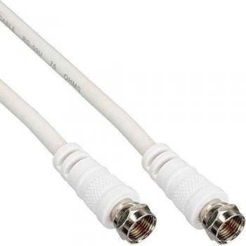 Cable SAT InLine® 2x blindado, 2x F macho, >75dB, blanco, 1m