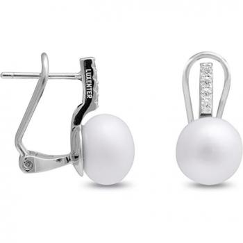 Pendientes Luxenter Herisus Plata de Ley con Perla Blanca y Cierre Catalán