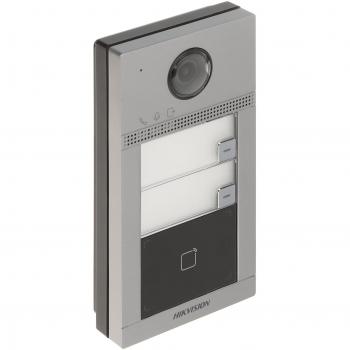 Videoportero IP WiFi para 2 apartamentos con cámara de 2 Mpx, audio bidireccional, apertura con tarjeta MF, 2 relés, app móvil y apto para exterior IP65 - IK08 - Montaje en