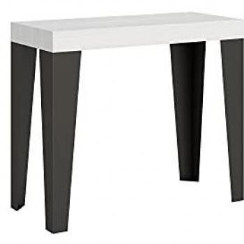 Consola extensible Flame 90x40/300 cm, blanco fresno y antracita