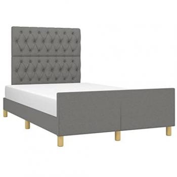 Estructura de cama sin colchón tela gris oscuro 120x200 cm