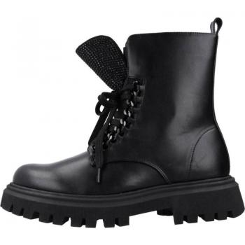 Botas Niña Asso AG15740, color negro, diseño moderno, material sintético, suela antideslizante, cierre con cordones