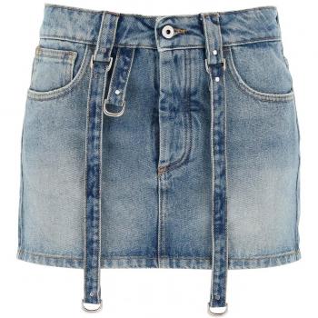 Off-White Denim Mini Skirt with Straps - Size 40 Blue