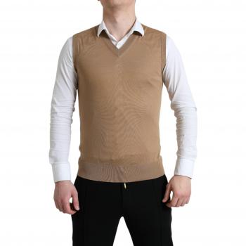 Dolce & Gabbana Brown Wool Sleeveless Pullover Sweater - IT48 | M