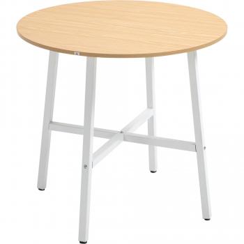 Mesa de Comedor Redonda Homcom Galway Ø80x76 cm Natural/Blanco
