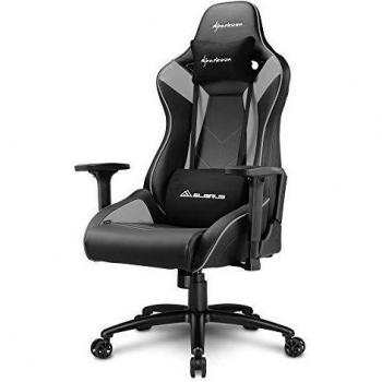 Sharkoon Elbrus 3 Silla Gaming, Piel sintética, Gris, 53 x 51 x 137 cm
