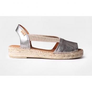 Alpargatas de cuña para mujer Toni Pons modelo Etna en color gris, fabricadas en piel con elásticos