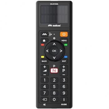 Telecomando Universal Solar TV Meliconi 800508 Ricaricabile con Pannello Solare e USB, Nero