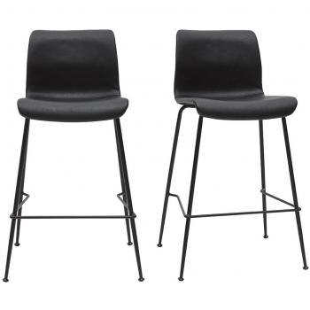 Set de 2 taburetes de cocina fijos negro envejecido y metal negro 65 cm HAROLD