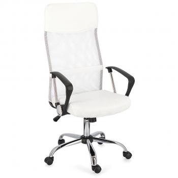 Silla de oficina Dakar en ecopiel blanca con brazos - Medidas: 48x49x114/124 cm