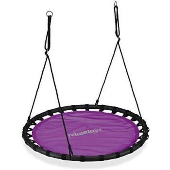 Columpio Jardín Redondo Ajustable Morado para Niños y Adultos, Capacidad hasta 100 kg, Diámetro 120 cm
