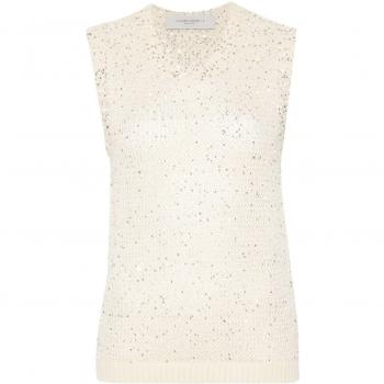 Golden Goose Women's Sequined Knitted Vest in Yellow | Size XS