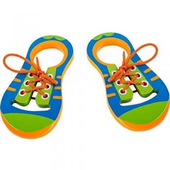 Zapatos de Madera para Niños - Juego Educativo para Aprender a Atar Lazos y Nudos - Desarrollo de Psicomotricidad Fina y Coordinación Oculomanual