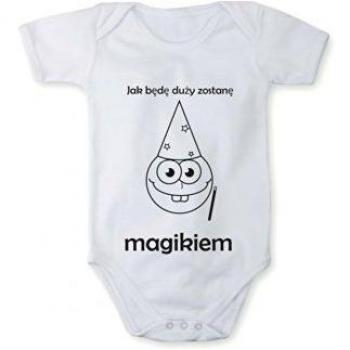 Body mameluco de manga corta Cuando crezca seré mago en diferentes idiomas, Talla:12-18 meses;Color/idioma:Blanco texto polaco