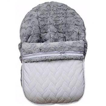 Saco de capazo Grupo 0 Rosy, Fabricado en Ecopiel y Pelo rosetas Blanco Gris