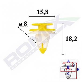 Perno de tapicería ROMIX C70621 con clip y listón